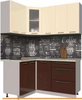 Кухня Интерлиния Мила Пластик 1.2x1.6 (шоколад глянец/ваниль глянец/опал светлый) картинка
