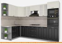 Кухня Интерлиния Мила Деко 1.68x3.0 левая (слоновая кость-пепел-травертин серый) картинка