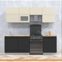 Кухня Интерлиния Мила Матте 2.3 Б (слоновая кость/пепел/травертин серый) картинка