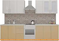 Кухня ВерсоМебель ВерсоЛайн 7-2.4 (белый 001/капучино 103) картинка