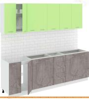 Кухня Кортекс-мебель Корнелия Лира 2.4 без столешницы (зеленый/оникс) картинка