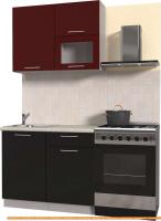 Кухня Интерлиния Мила Пластик 1.8 В (черный глянец/бордо глянец/опал светлый) картинка