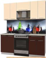 Кухня Интерлиния Мила Пластик 1.8 А (шоколад глянец/ваниль глянец/опал светлый) картинка