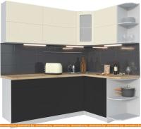 Кухня Интерлиния Мила Матте 1.5x2.1 А правая (слон кость-пепел-травертин серый) картинка