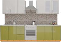 Кухня ВерсоМебель ВерсоЛайн 7-2.4 (белый 001/оливковый 004) картинка