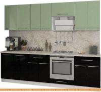 Кухня Кастанье Марта 2.6 (зеленый глянец/черный глянец) картинка
