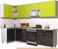 Кухня Интерлиния Мила Gloss 60-12x28 (яблоко/черный глянец) картинка
