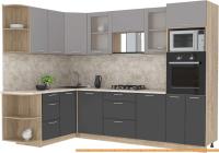 Кухня Интерлиния Мила 1.68x2.8 левая (серебристый-антрацит-малага) картинка