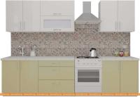 Кухня ВерсоМебель ВерсоЛайн 8-2.4 (белый 001/бежевый 002) картинка