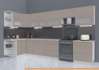Кухня Интерлиния Мила Матте 1.5x3.7 Б левая (луна/луна/травертин серый) картинка