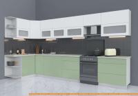 Кухня Интерлиния Мила Матте 1.5x3.9 Б левая (белый/мята/опал светлый) картинка