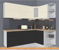 Кухня Интерлиния Мила Матте 1.5x2.2 А правая (слон кость-пепел-травертин серый) картинка