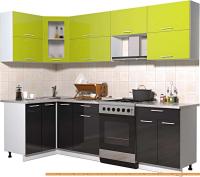 Кухня Интерлиния Мила Gloss 60-12x26 (яблоко/черный глянец) картинка