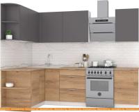 Кухня Интермебель Микс Топ-12 2x1.5м лев (графит сер-дуб крафт зол-дуб крафт зол) картинка