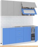 Кухня Кортекс-мебель Корнелия Мара 1.8м без столешницы (серый/синий) картинка