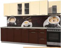 Кухня Интерлиния Мила Пластик 2.5 Б (шоколад глянец/ваниль глянец/опал светлый) картинка