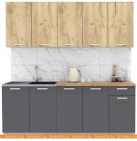 Кухня Интерлиния Мила Лайт 2.0 (дуб золотой-антрацит-дуб бунратти) картинка