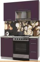 Кухня Интерлиния Мила Пластик 1.4 А (слива глянец/опал светлый) картинка