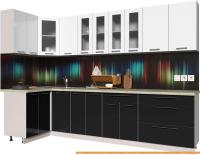 Кухня Интерлиния Мила Пластик 1.2x3.0 (черный глянец/белый глянец/опал светлый) картинка