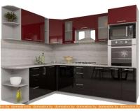 Кухня Интерлиния Мила Gloss 1.88x2.6 левая (бордовый-черный) картинка