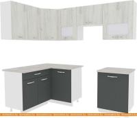 Кухня ВерсоМебель Эко-5 1.4x2.2 левая (дуб крафт белый/антрацит) картинка