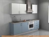 Кухня ЗОВ Памела прямая 2.4 м (белое дерево верт/деним) картинка