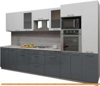 Кухня Интерлиния Мила Gloss 3.4 (белый-асфальт) картинка