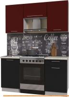 Кухня Интерлиния Мила Пластик 1.6 А (черный глянец/бордо глянец/опал светлый) картинка