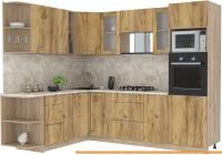 Кухня Интерлиния Мила 1.88x2.6 левая (дуб золотой-дуб золотой-малага) картинка