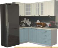 Кухня Интерлиния Мила Деко 1.2x2.1 (слоновая кость/океан/опал светлый) картинка