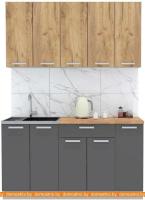 Кухня Интерлиния Мила Лайт 1.5 (дуб золотой-антрацит-дуб бунратти) картинка