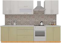 Кухня ВерсоМебель ВерсоЛайн 8-2.3 (белый 001/бежевый 002) картинка