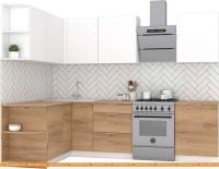 Кухня Интермебель Микс Топ-16 2.1x1.6м левая (белый премиум-дуб крафт зол-дуб зол) картинка