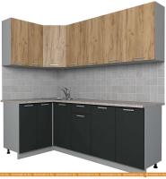 Кухня Интерлиния Мила Лайт 1.2x2.2 (дуб золотой-антрацит-дуб бунратти) картинка