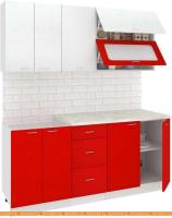 Кухня Кортекс-мебель Корнелия Мара 1.8м (белый/красный/марсель) картинка