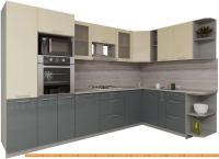 Кухня Интерлиния Мила Gloss 1.88x3.2 правая (ваниль-асфальт) картинка