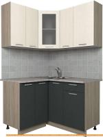 Кухня Интерлиния Мила 12x13 (антрацит/вудлайн (вудлайн кремовый) картинка