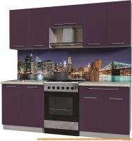 Кухня Интерлиния Мила Пластик 2.2 А (слива глянец/опал светлый) картинка