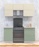 Кухня Интерлиния Мила Матте 1.7 Б (слоновая кость/мята/травертин серый) картинка