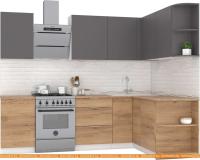 Кухня Интермебель Микс Топ-15 2x1.6м прав (графит сер-дуб крафт зол-дуб крафт зол) картинка