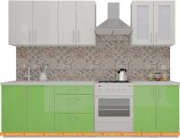 Кухня ВерсоМебель ВерсоЛайн 3-2.1 (белый 001/яблоко 005) картинка