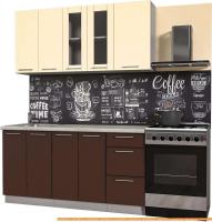 Кухня Интерлиния Мила Пластик 1.6 Б (шоколад глянец/ваниль глянец/опал светлый) картинка