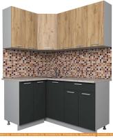 Кухня Интерлиния Мила Лайт 1.2x1.6 (дуб золотой-антрацит-дуб бунратти) картинка