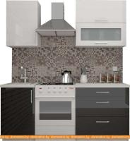 Кухня ВерсоМебель ВерсоЛайн 4-1.3 (белый 001/черный 020) картинка