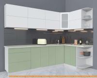 Кухня Интерлиния Мила Матте 1.5x2.7 А правая (белый/мята/опал светлый) картинка