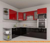 Кухня Интерлиния Мила Gloss 1.88x2.6 левая (красный-черный) картинка