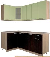Кухня Интерлиния Мила 12x19 (салатовый/дуб венге) картинка