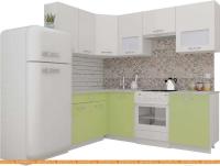 Кухня ВерсоМебель ЭкоЛайт-5 1.4x2.2 правая (белый/нежно-зеленый) картинка