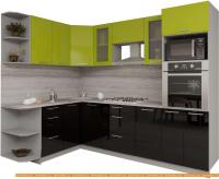 Кухня Интерлиния Мила Gloss 1.68x2.6 левая (яблоня-черный) картинка