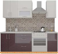 Кухня ВерсоМебель ВерсоЛайн 4-1.6 (белый/сливовый) картинка